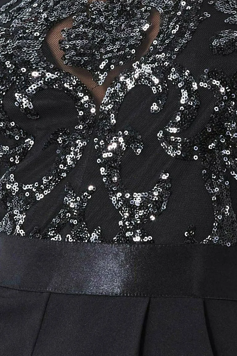 Goddiva Tassel Sequin Jumpsuit - Black - 3