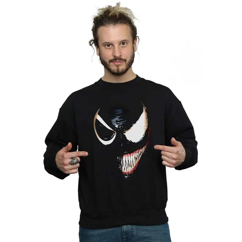 Marvel Mens Venom Split Face Sweatshirt - Black - 1