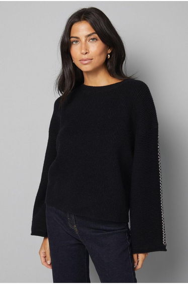 Black Crew Neck Trim Detail jumper
