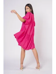 Pink Ruched Column Midi Smock Dress - 5