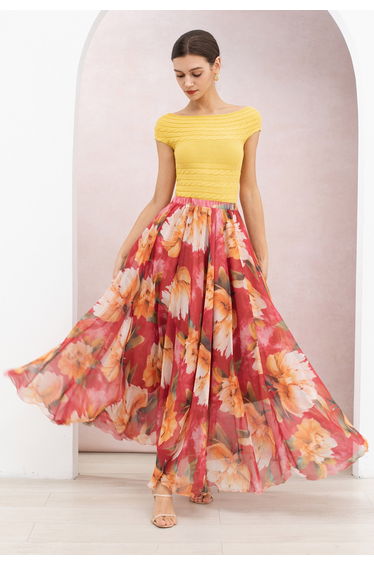 Tender Grace Boat Neck Cable-Knit Crop Top in Yellow for Brunch Dates & Afternoon Tea