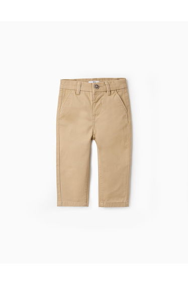 Twill Chino Trousers for Baby Boys, Beige