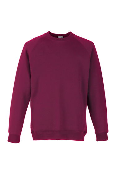 Fruit Of The Loom Childrens Unisex Raglan Sleeve Sweatshirt - Burgundy
