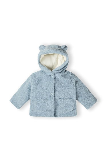 Boys Teddy baby jacket with hood and buttons
