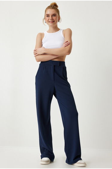 ISTANBUL High Waist Textured Palazzo Pants