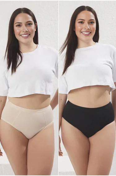 Black-Skin 2 Pack High Waist Shapewear Plus Size Panties
