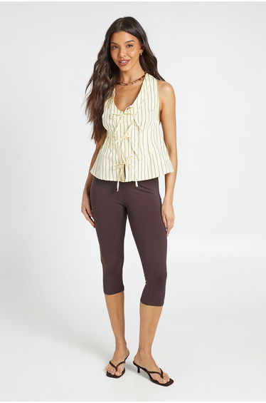 Cotton Touch Mid Rise Capri - chocolate
