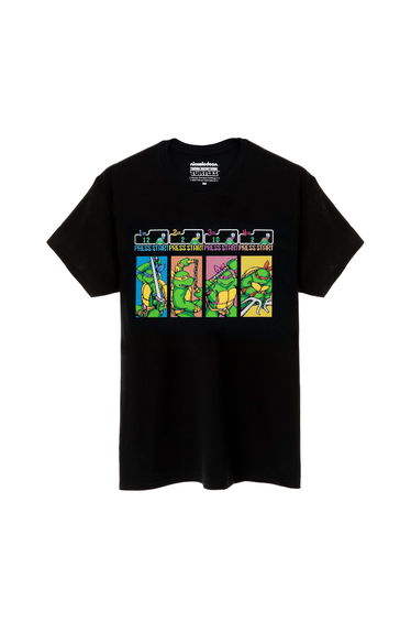 Teenage Mutant Ninja Turtles Mens Press Start Arcade Game T-Shirt - Black