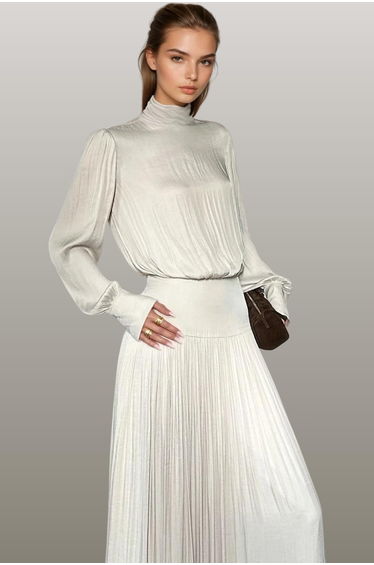 Darina Balloon Sleeve Ruch Maxi Dress