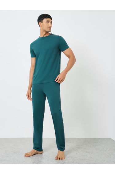 Men Teal Short Sleeve T-Shirt and Pyjama Set