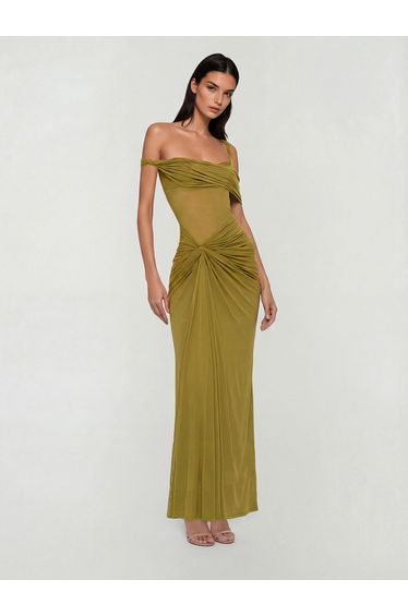 Urixa One Shoulder Ruched Maxi Dress