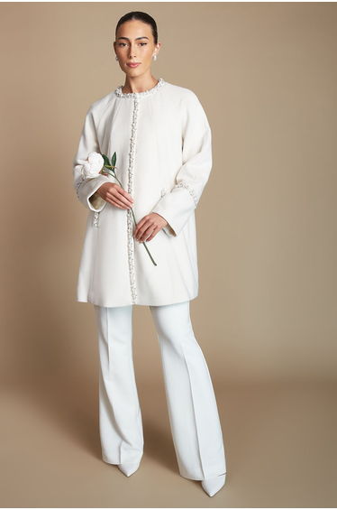 Bridal Diamante Detail Midi Coat