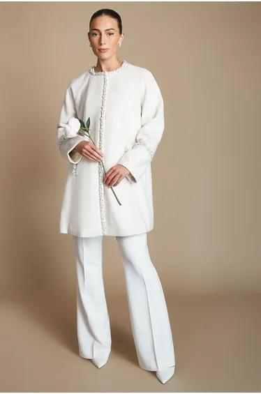 Bridal Diamante Detail Midi Coat