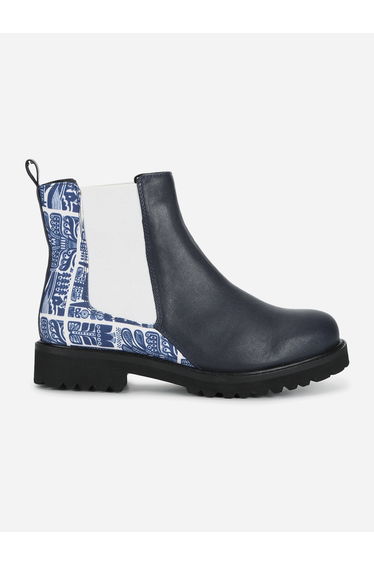 Navy Comfortable Lightweight Printed Boots