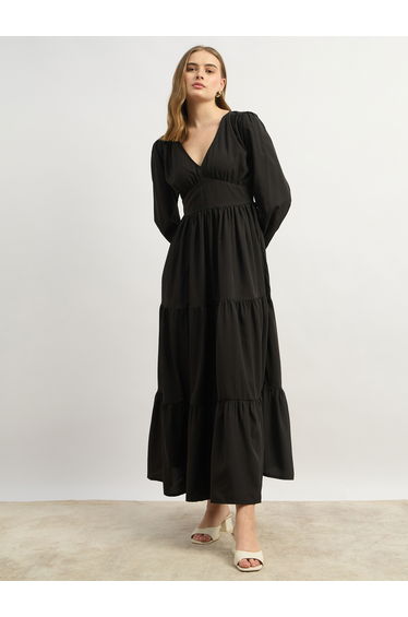 Motley Crew All Over Printed A-Line Maxi Dress with Tie Detail