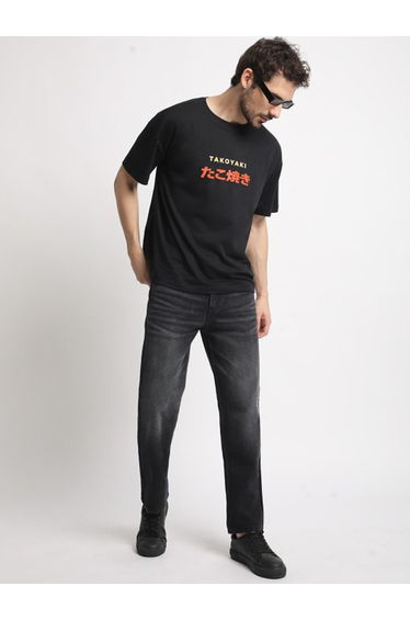 Men Black Relaxed Fit Faded Jeans