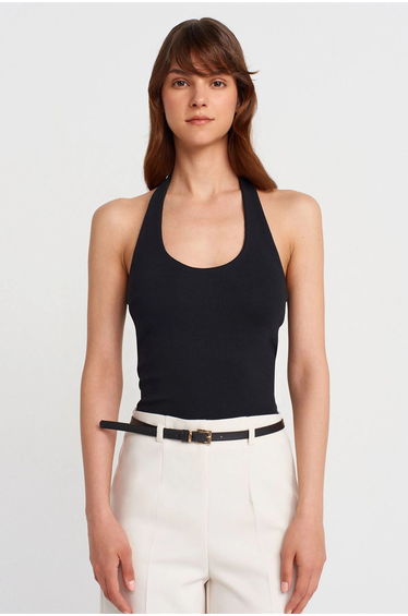 Dilvin Ribbed Halterneck Sleeveless Blouse