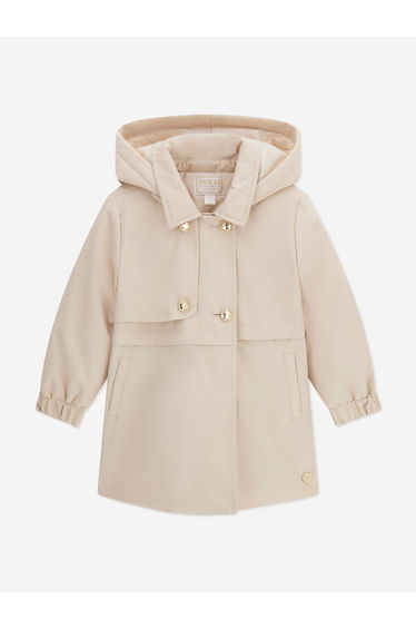 Guess Girls Padded Trench Coat in Beige