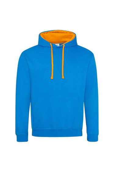 Awdis Womens/Ladies Varsity Hoodie - Sapphire Blue/Orange Crush