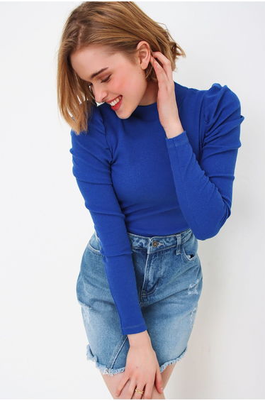 Blouse - Navy blue - Fitted