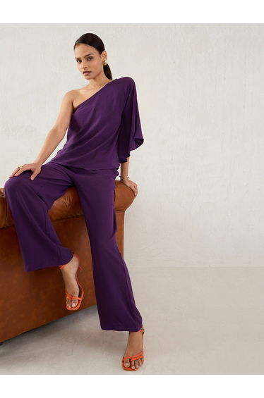 Purple One Shoulder Top and Trousers Co-Ords