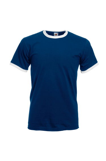 Fruit Of The Loom Mens Ringer Short Sleeve T-Shirt - Navy/White