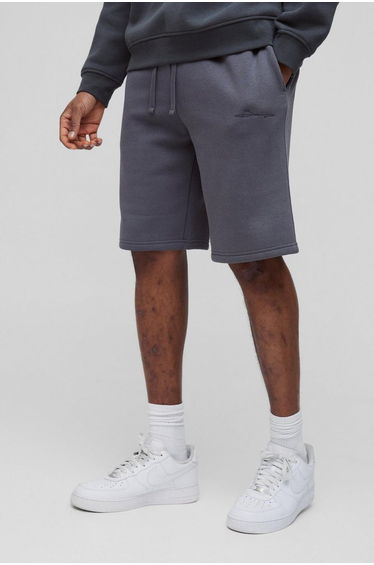 Tall Loose Fit Mid Length BM Signature Shorts - charcoal