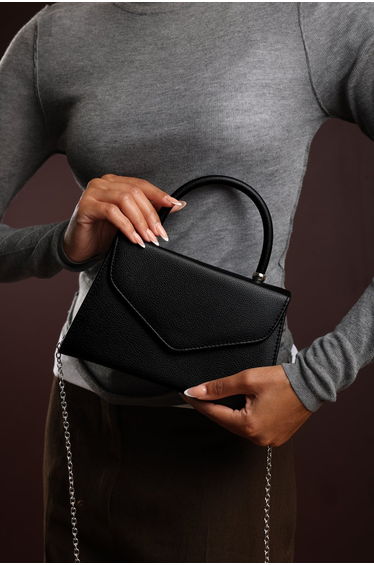 Marina Structured Top Handle Shoulder Bag In Black