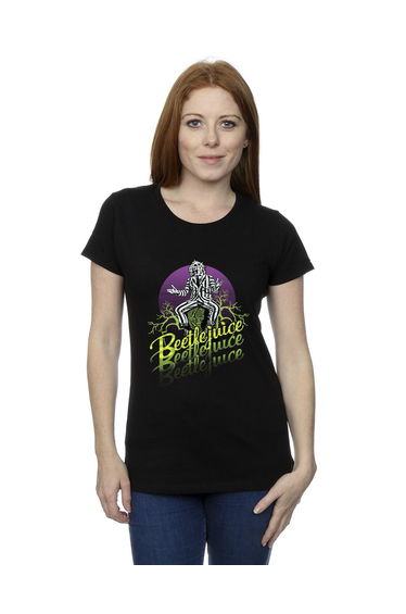 Beetlejuice Womens/Ladies Purple Circle Cotton T-Shirt - Black
