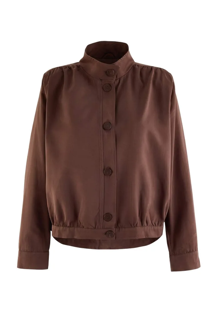Brown Oversize Shawl Collar Mono Closure Plus Size Short Trench Coat - 2