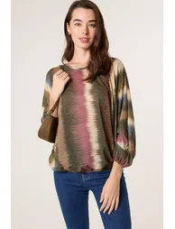 Printed Round Neck Long Sleeve Top
