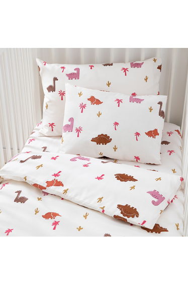 Dino Pop Pink Baby's Cotton Pillowcase
