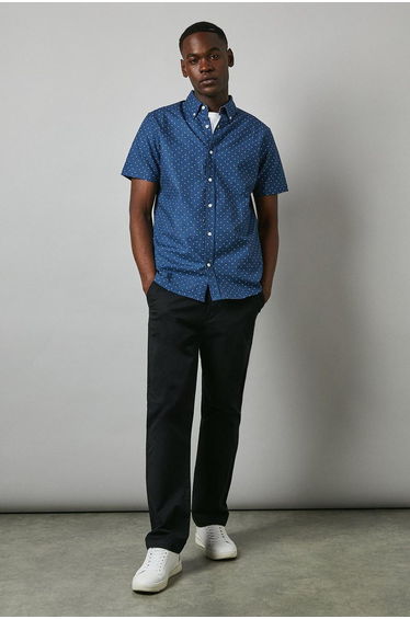 Navy Dash Print Short Sleeve Shirt