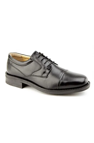 Roamers Mens Plain Leather Capped Gibson Formal Shoes - Black