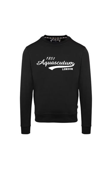Aquascutum Mens Crew Neck Regular Sweatshirt - Black