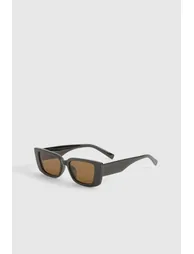 Brown Lense Square Sunglasses - black - 1