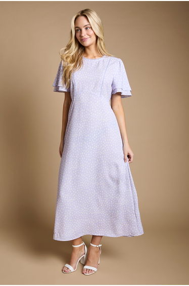 Angel Sleeve Seam Detail Midi Dress