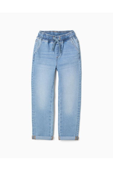 Slim fit jeans with drawstring for boys, light blue