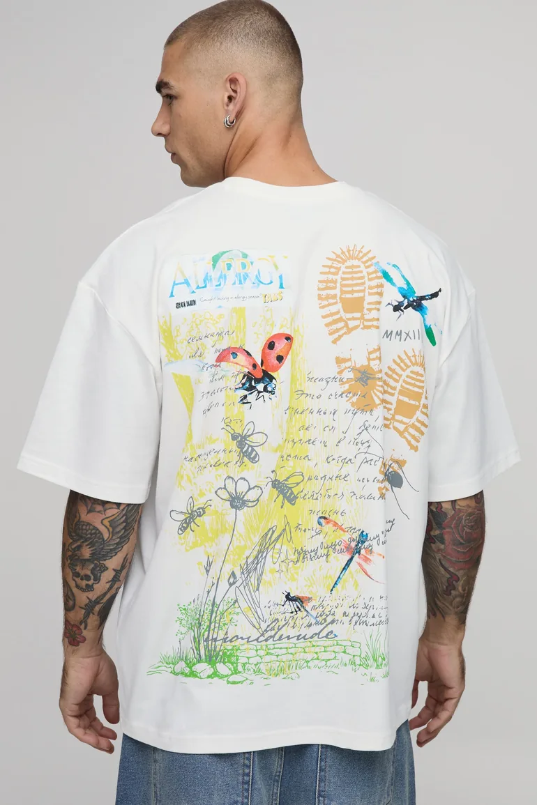 Collector's Edtn Foot Print Oversized T-shirt - ecru - 1