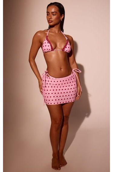Pink Polka Dot Mini Beach Skirt