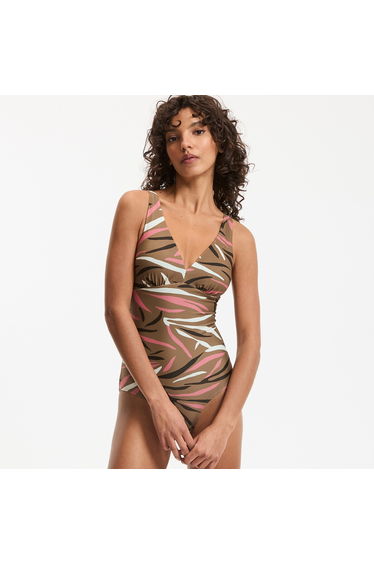 Printed Swimsuit with Tummy Flattening Effect