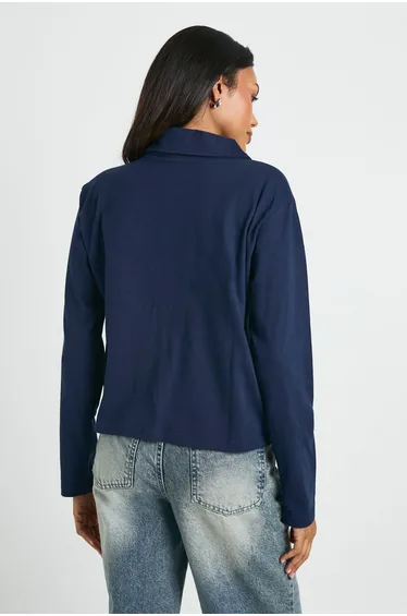 قميص بوهو كحلي بأكمام طويلة - للحوامل