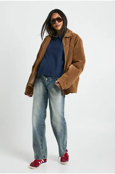 قميص بوهو كحلي بأكمام طويلة - للحوامل