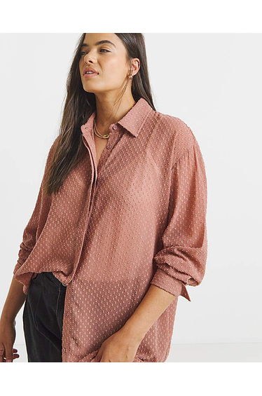 Textured Dobby Shirt with Bow Detail