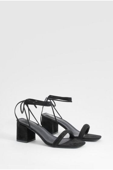 Low Block Wrap Up Heels - black