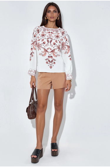 MSN Floral Embroidered Crepe Blouse