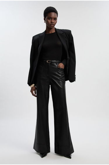 Faux Leather Tailored Kickflare Trouser