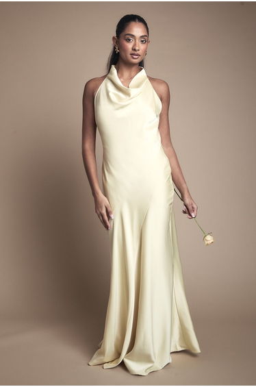 Oasis by Coast Cowl Halterneck Satin Maxi Bridesmaid Dress