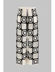Knit Contrast Cut Out Wide Leg Pants