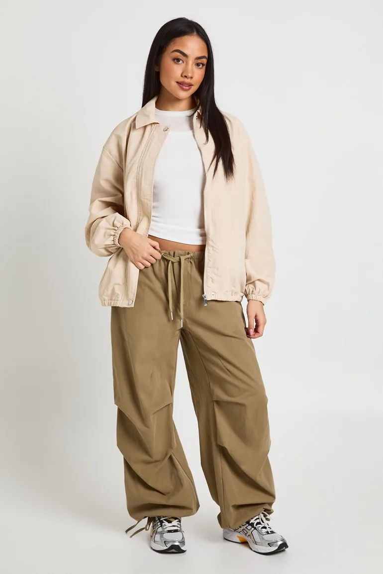 Oversized Bomber Jacket - ecru